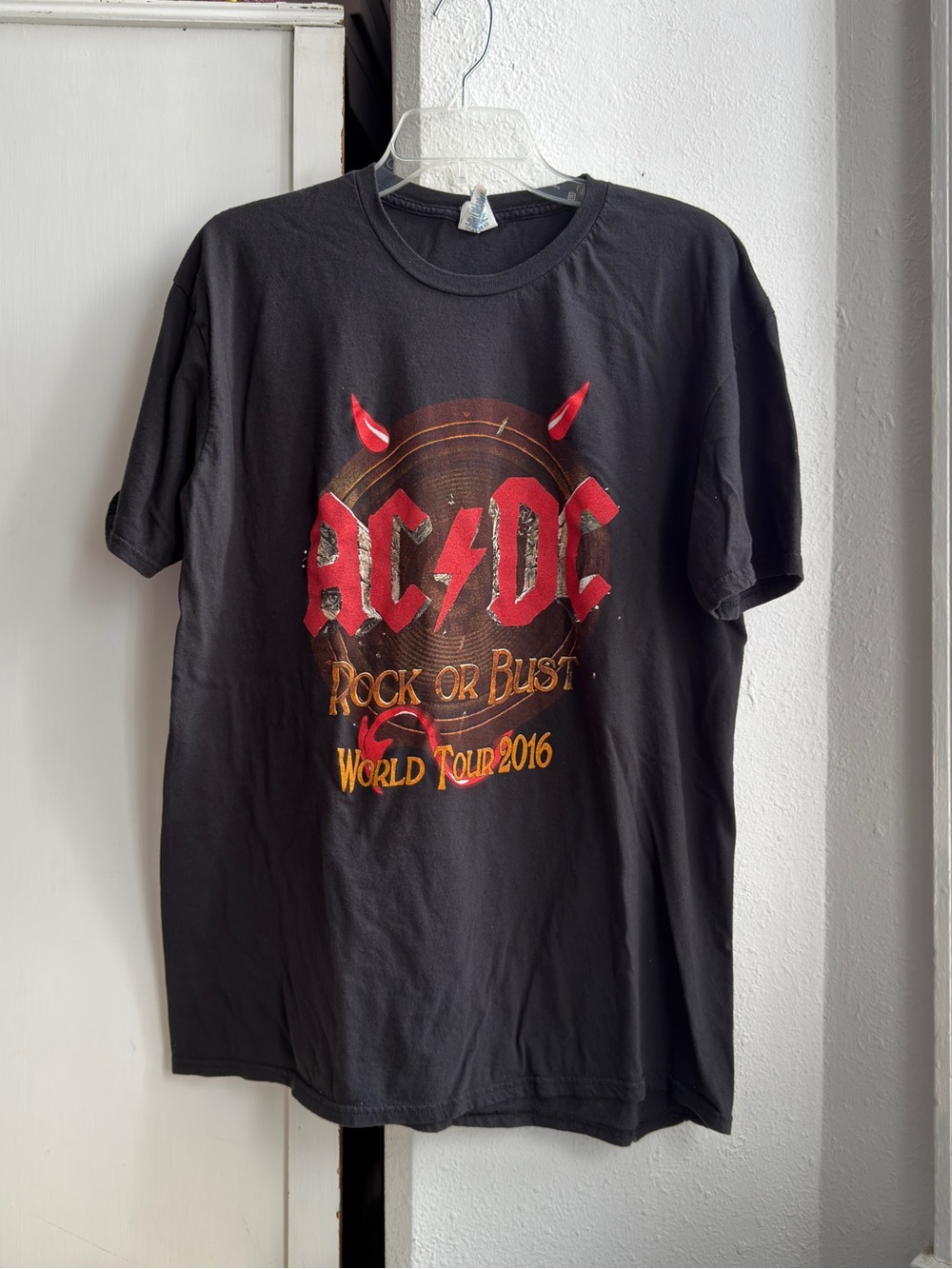 AC/DC Black Tee with Red and Gold Tour Graphic